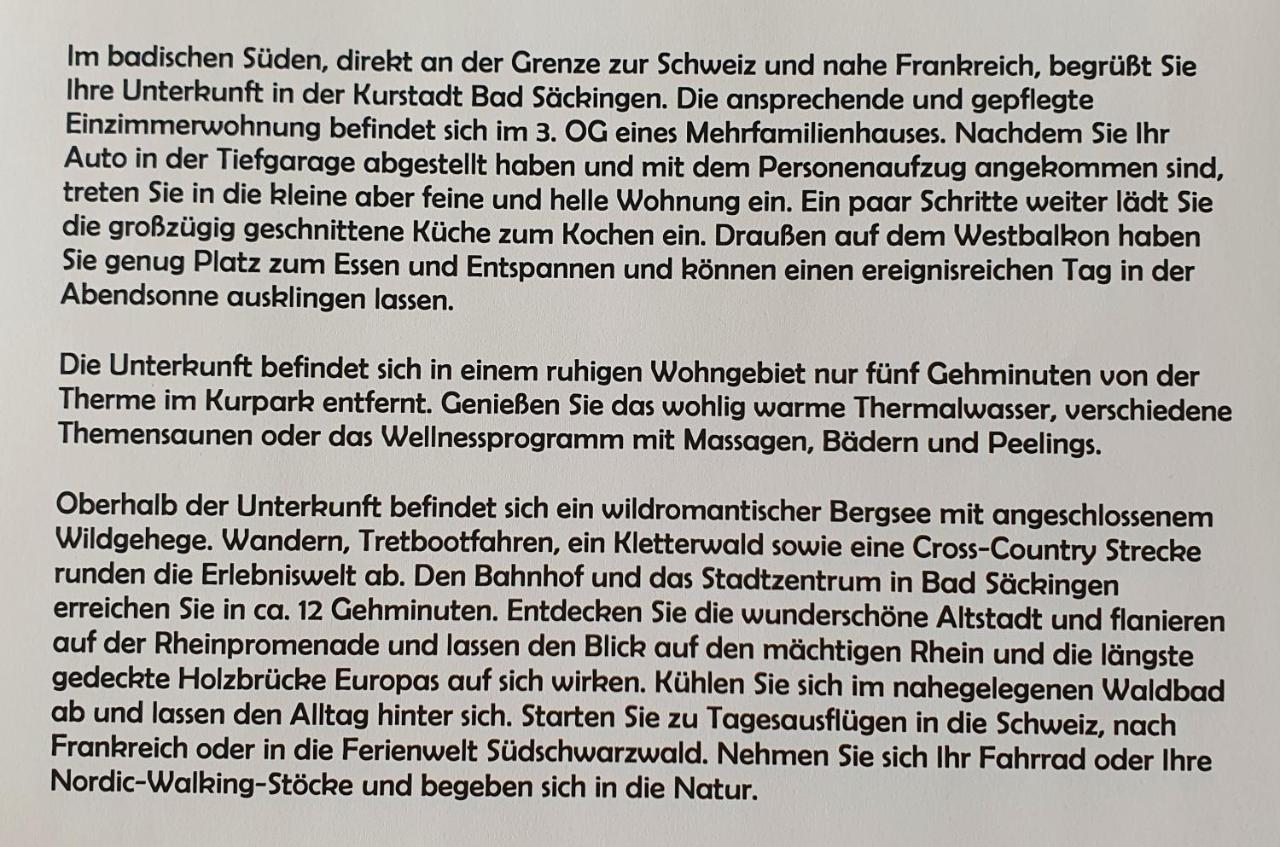 Schoene Ruhige Und Helle Wohnung In Bad Saeckingen Exterior photo